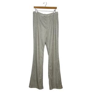 SLA Flared Pants Women's‎ Size Large Gray Glitter Shimmer High Waisted Trouser